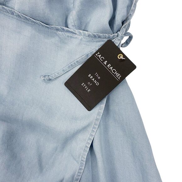 Zac & Rachel Light Blue Denim Skort Elastic Waistband & Tie Women’s XL Preppy - Picture 5 of 11